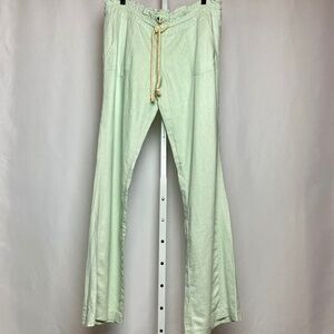 Roxy Womenʻs Relaxed Fit Drawstring Waist Mint Green Linen Blend Pants Large